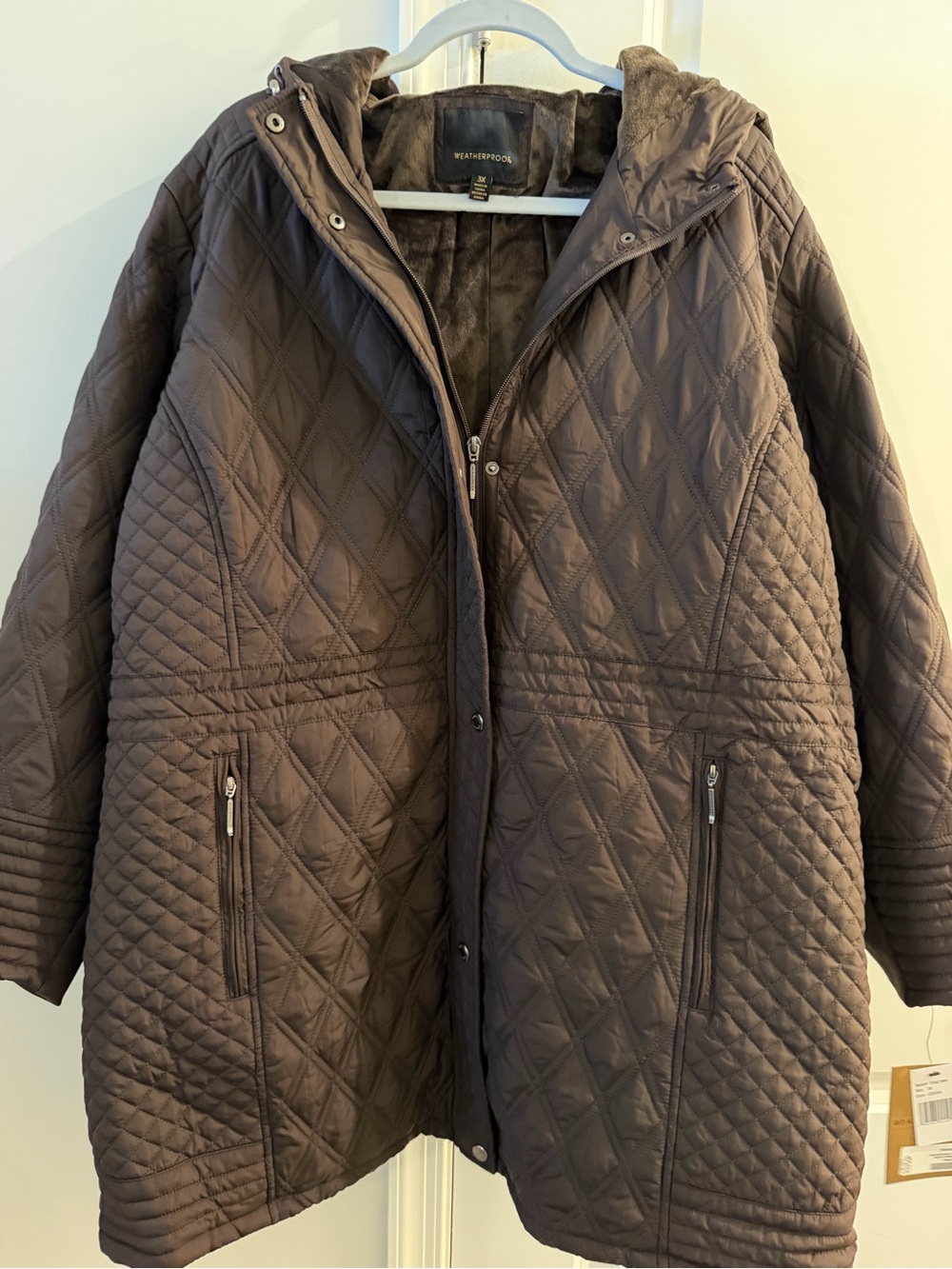 Weatherproof Quilted Hooded Puffer Coat - Brown